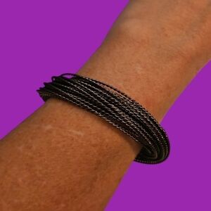 Multiple Interlocking Gunmetal Spiral Slinky Bangle Bracelet